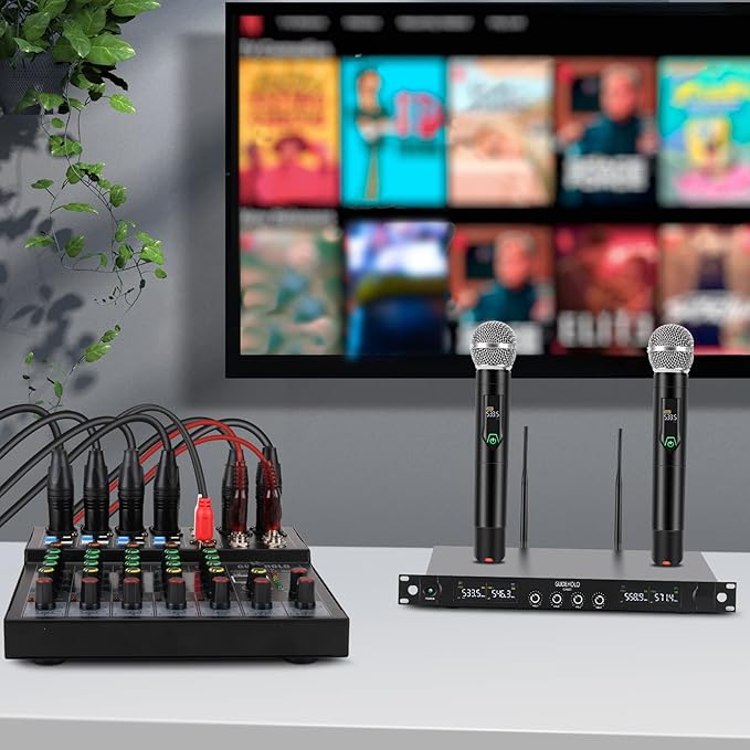 6-Channel Professional DJ Audio Mixer, DJ Controller Sound Mixer DSP 16 Preset Effects, Ideal for Home Party