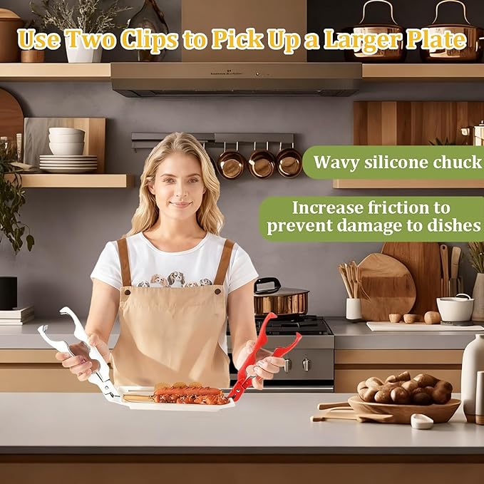 3-in-1 Hot Plate Gripper, 2 Pack Silicone Anti Scald Bowl Holder Clip for Bowls & Dish, Non-Slip Jar Opener Clip for Kitchen, Air Fryer, Microwave & Baking Dishes