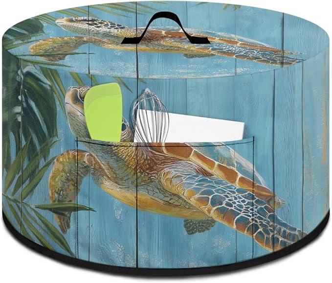 Sea Turtle Wood Grain Print Slow Cooker Dust Cover Protective with Pocket Keep Appliance Clean Fit Most 6-8 Quart Crock Pot Monstera Palm Leaf Print Kitchen Appliance Accessories