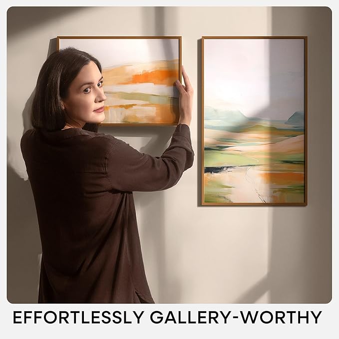 Homeforia 14x14 Picture Bronze Frame, High End Metal 14 x 14 Square Poster Frame with Mat 12 x 12 Photo, 14x14 Brass Frame Matted to 12x12 Print, 14by14 Thin Frames, Tempered Glass, Wall Kit, Set of 2