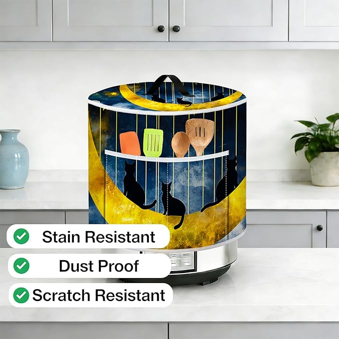 Air Fryer Dust Cover with Top Handle and Storage Bag, Compatible with Rice Cookers, Pressure Cookers, Slow Cookers and Air Fryers, Available in 3-Quart, 6-Quart and 8-Quart Sizes.