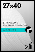 Americanflat 27x40 Picture Frame with Polished Plexiglass - Streamline Collection - Thin Border Picture Frame for Wall Display - Hanging Hardware Included - Black