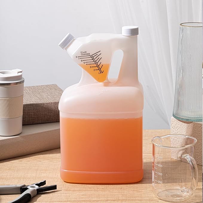 4 Pcs 128oz Measure Container and Pour Measuring Containers HDPE Plastic Measuring Bottle, 8oz Measure Capacity