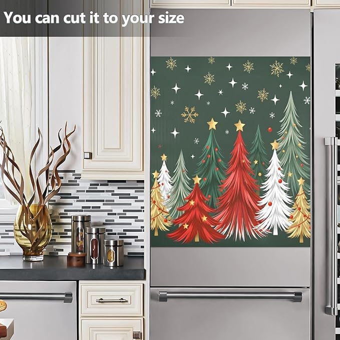 Christmas Tree Dishwasher Magnet Cover Panel Green Xmas Magnetic Dishwasher Covers Refrigerator Sticker Decal Decorative Washing Machine Cover for Home Kitchen,23x26in