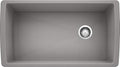 BLANCO 441770 Bowl Diamond Silgranit Super Single Undermount Kitchen Sink, 33.5" L X 18.5" W X 9.5" D, Metallic Gray