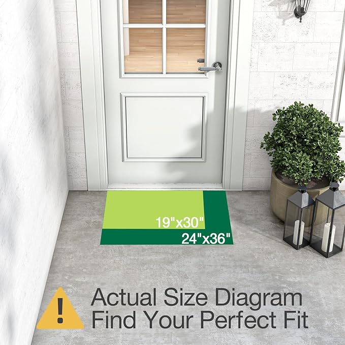 LUMI Outdoor Doormat 24x36, Front Door Mat Outside Entrance, Heavy Duty Rubber Welcome Exterior Door Mat Non Slip Waterproof, Outdoor Rubber Mats with Drainage Holes, Easy Clean Entryway Mats, Blue