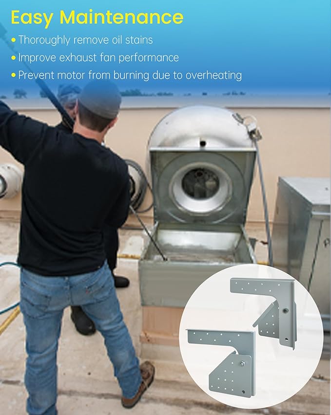 11.8" × 9.8" Exhaust Fan Hinges for Restaurant Canopy Hood, Heavy-Duty L Commercial Exhaust Fan Hinge Kit, Used on Fans with Wheels Larger than 20" or Fans with Bases of 33” or Larger