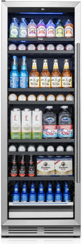 Beverage Refrigerator 24 inch -378 Cans Capacity Beverage Cooler, Upgraded Beverage Refrigerator Freestanding or Built-In, Drink Cooler for Soda, Water, Beer or Wine - For Kitchen, Bar or Office
