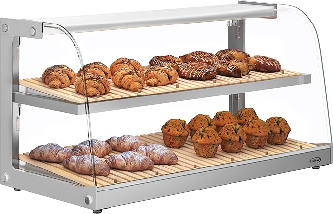 KoolMore 40 in. Glass Countertop Dry Bakery Display Case with Two Shelves and Bamboo Trays (DC-53C-B)