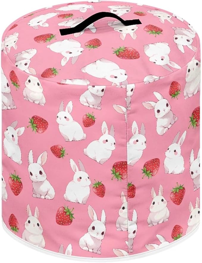 Strawberry Rabbit Easter Pressure Cooker Cover with Storage Pocket Compatible with 8 10 Quart Instant Pot, Durable Rice Cooker Air Fryer Accessories, Waterproof Kitchen Appliances Dust Cover