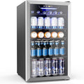 Mini Fridge 130 Can Beverage Refrigerator Cooler, 3.1 Cu.Ft Drink Fridge Silver Glass Door for Soda Wine Beer, Digital Temperature Control Cooler for Home,Bar