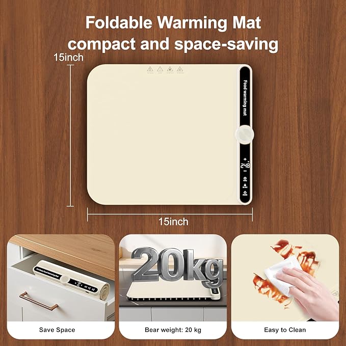 Small Warming Mat for Food Portable Rolled-up Silicone Food Warmers for Parties,Buffet,Countertop Electric Food Warming Mat 9-Level Precise Temp Control Keep Warming Last 18 Hours