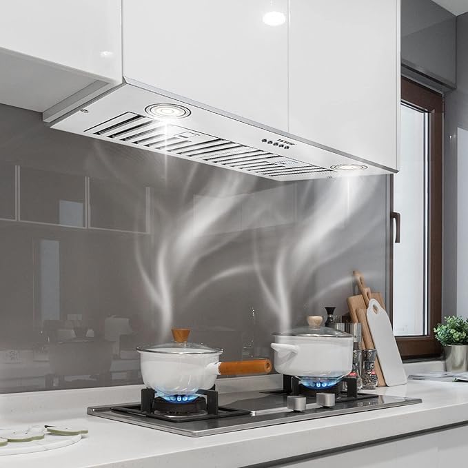 VEVOR Insert Range Hood, 800CFM 3-Speed, 27 Inch Stainless Steel Built-in Kitchen Vent with Push Button Control LED Lights Baffle Filters, Ducted/Ductless Convertible, ETL Listed…