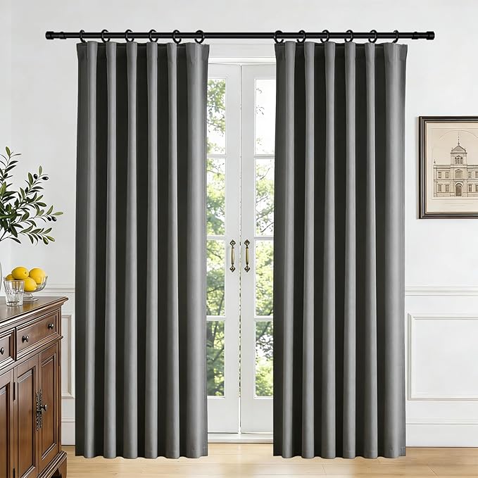 Room Divider Blackout Curtain Track Curtains Wall Dividers Panels Screen for Living Rooms Bedroom Office Privacy Partition Separation, W52 × L108 Inch,1 Panel, Grey