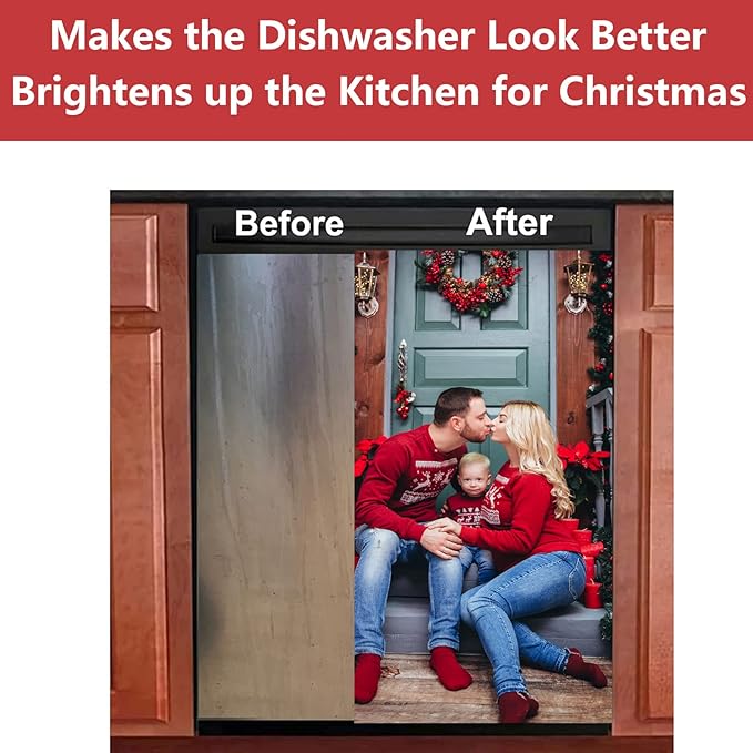 Custom Dishwasher Magnet Cover Panel with Pet Picture, Personalized Winter Sticker Cover for The Front Magnetic Decorative Refrigerator Washing Machine Door Cover Home Season Decor, 26" x 23"