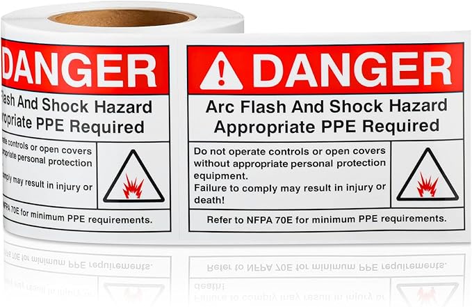 100 PCS DANGER Arc Flash and Shock Hazard Label - 3.5 x 5 Black & Red Electrical Safety Warning Decal High Performance Polyester Safety Sticker Signs for the Workplace