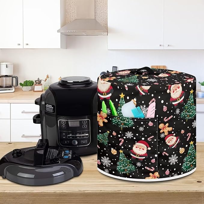 Cute Santa Claus Dust Cover Instant Pot and Extra Accessories Dust Proof Easy to Clean Pressure Cooker Cover Electric Appliance Cover Air Fryer Accessories with Storage Pocket Size M