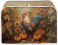 UNICEU Fall Toaster Cover 2 Slice Rooster Pumpkin Sunflower Print Stain Resistant Dust Proof Cover for Bread Maker Washable Kitchen Small Appliance Covers