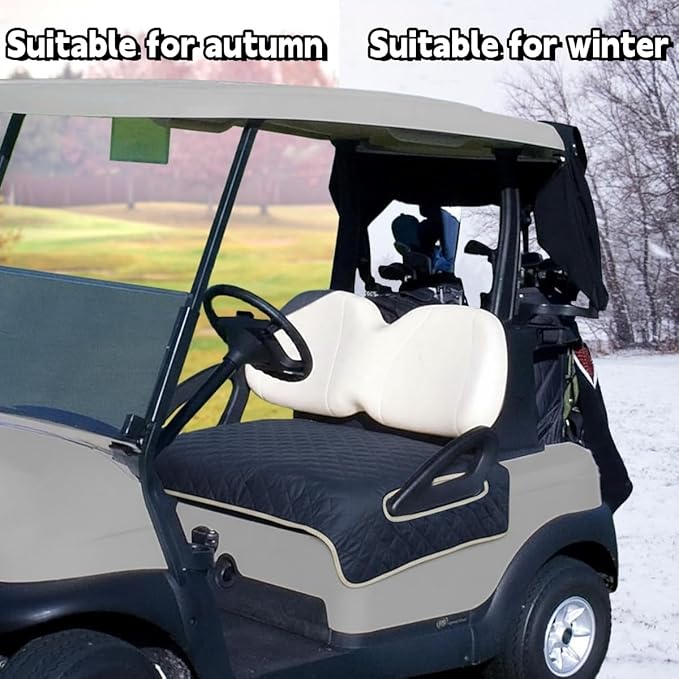 Golf cart Heated seat Cover, Non-Slip and Waterproof Winter Golf cart seat Cushion, Three Temperature Settings, Four-Zone Heating, External Power Supply/Power Bank Heating Options (Cyan)
