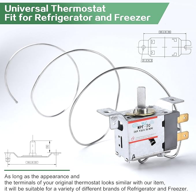 Mini Fridge Thermostat, Universal WPF-20 Freezer Thermostat Controller 2pin / Compatible with wpf16 and wpf18【Can Provide Installation Tutorial】