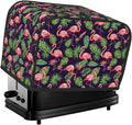 2 Slice Toaster Cover, Polyester Dust Protection, Fingerprint Resistant Washable Kitchen Appliance Cover Palm Leaf Cute Flamingo