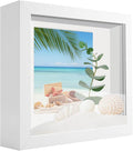 Small Shadow Box Frame 5x5 , Wood with Plexiglass, Display Case Box for Memorabilia, Medal, Crafts,Tickets and Photos, Picture Frame for Wall and Tabletop (White, 5x5)