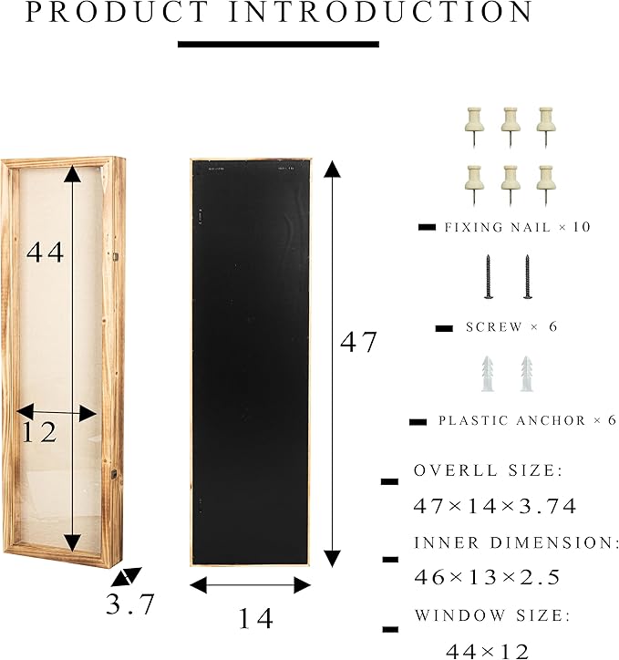 Freezing point Shadow Box Frame 14x47 Flower Shadow Box Pin Display Case Cabinet Picture Frame with Linen Back Memorabilia Awards Medals Badge Bouquet Wedding Memory Box for Keepsakes Long