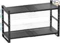 Expandable Shoe Rack Stackable Metal Pantry Storage Shelves Stand Adjustable Height Cabinet Shelf Organizer Racks Spice Shelving(2PACKS/BLACK,LARGE)