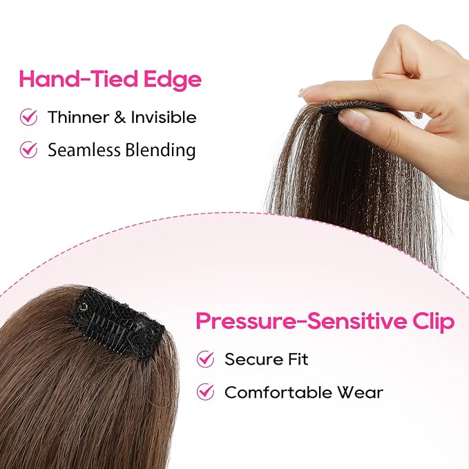 REECHO Clip in Hair Volumizer, Short Thick Clip in Hairpieces Adding Extra Hair Volume Extensions for Women with Thin Fine (Ginger Brown, 8 Inch(Pack of 4))