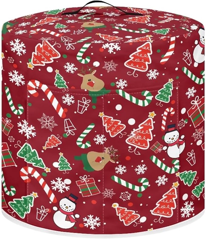 Dust Cover Compatible with 6 qt Electric Pressure Cooker Rice Cooker and Air Fryer Insulated Protective Cover Keep Appliance Clean Christmas Decor, Elk Snowman Candy Canes