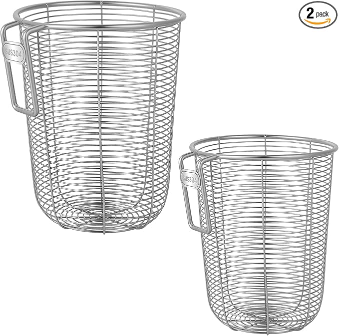 Donxote 2-Piece Stainless Steel Dishwasher Cutlery Basket Set, Utensil Drying Rack & Kitchen Organizer for Cleaning, Drying, and Storing Small Items like Chopsticks, Straws, and Baby Pacifiers