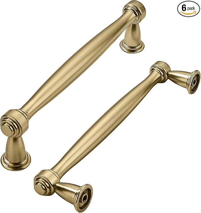 khtumeware 6 Pack 5 Inch(128mm) Champagne Bronze Cabinet Pulls Champagne Brass Kitchen Cabinet Handles Kitchen Cabinet Hardware for Cupboard Drawer Handles Dresser Pulls