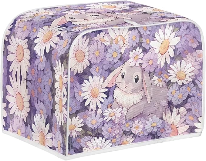 UNICEU 2 Slice Quilted Toasters Cover, Daisy Bunny Cute Print Dust-proof Toasters Cover Bread Maker Cover Kitchen Small Appliance Dust Cover
