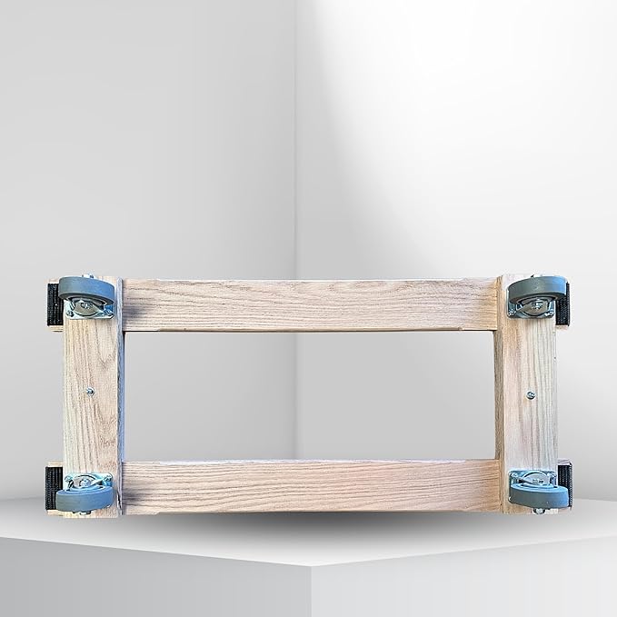 Made in USA Premium Solid Oak Furniture Dolly - 18"x40" H-Frame w/Non-Slip Grip, 3.5" Non-Marking Wheels, Heavy-Duty 1000 lbs Capacity (18"x40" Solid Oak Dolly)