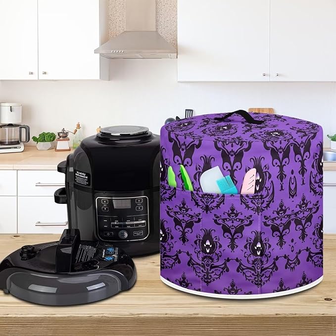 TODIYADDU Purple Ghost Spider Pressure Cooker Cover for Women Trendy Instant Pot Cover with Top Handle and Pocket Kitchen Appliance Cover Dust Cover for 3 Quart Instant Pot and Extra Accessories