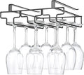 Wine Glass Rack Under Cabinet Drilling Free No Screw Steamware Holder Under Shelf Metal Wine Glasses Holders 304 Stainless Steel Hanger Storage Organizer Hanging Glass Fit for Bar Kitchen 3 Rows Black