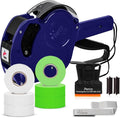 Perco Lite 1 Line Price Gun with Labels Kit - Includes 3 White Rolls, 3 Fluorescent Green Rolls, 2 Ink Rollers, 1 Ink roll and Labels Pre-Loaded