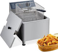 11L Commercial Deep Fryer | 201 Stainless Steel Electric Countertop Fryer with XL Basket | 1700W 110V for Restaurant & Home Use