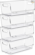 Sorbus Stackable Storage Bins Open Front, Clear Stackable Storage Bins, Pantry Bins for Storage and Organization, Acrylic Stackable Bins for Kitchen, Clear Pantry Organizer Bins (Small Narrow 4 Pack)