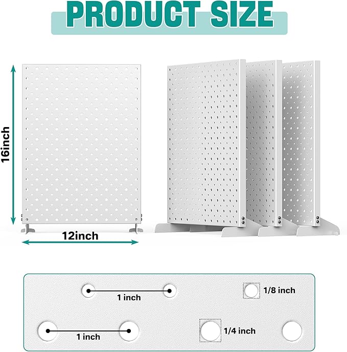 EVERHANGER Metal Pegboard Display Stand, Freestanding Tabletop Pegboard Display for Craft Shows & Fairs, 12"X16", 4pcs Gray