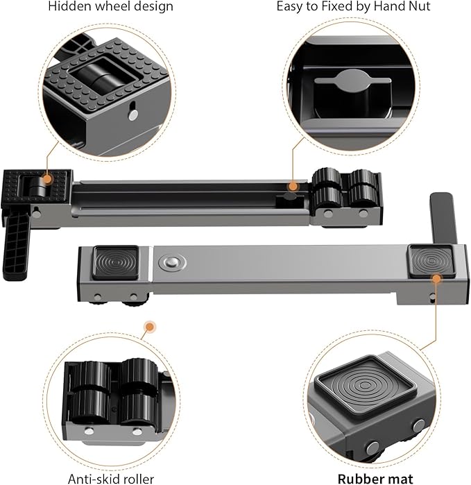 Appliance Rollers Heavy Duty,Newest Extendable Appliance Sliders,Liftable Washing Machine Base,Easily Move Washer and Dryer Machines,Refrigerators,Furniture-Grey
