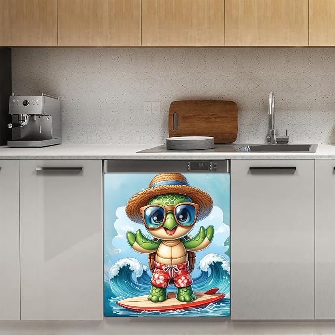 Dishwasher Magnet Cover Animal Turtle Ocean Dishwasher Decorative Cover Front Dishwasher Door Cover Reuseable Dishwasher Cover Panel Decal for Kitchen Refrigerator Home Appliances 23" X 26"