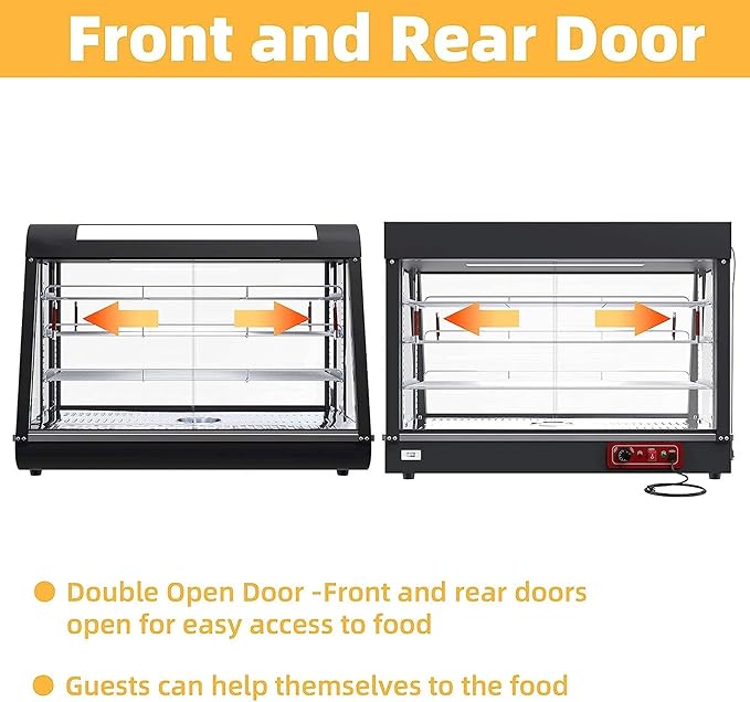 26'' Food Warmer Display Hot Food Countertop Case Commercial Buffet Restaurant Heated Cabinet 3 Tier Food Showcase for Catering Pizza Empanda Pastry Patty Warmer L26 x W19 x H25