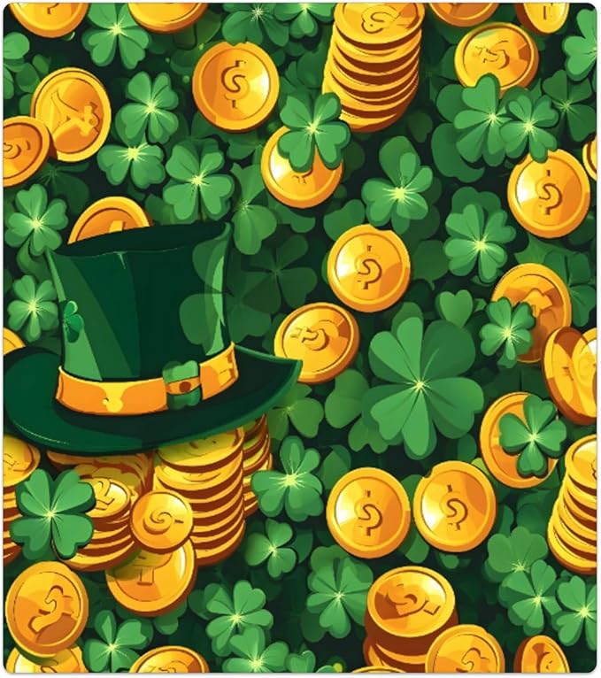Hat Gold Coin Clover Glow Dishwasher Magnet Cover, Reusable Refrigerator Panel Stickers Microwave Front Door Covers Magnets for Kitchen Home Appliances Holiday Party Decorations 23 X 26 in