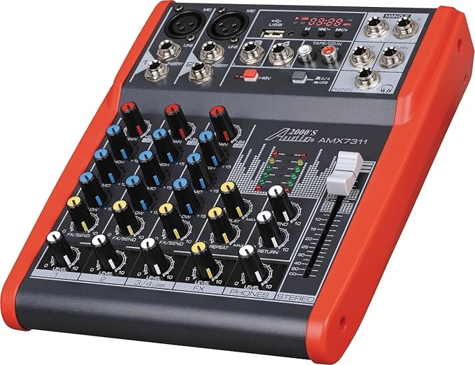 Audio 2000S AMX7311 Audio2000'S Professional Four-Channel Audio Mixer with USB and DSP Processor