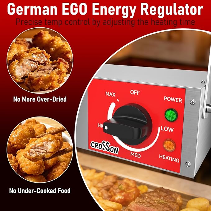 Electric Food Warmer with German EGO Thermostat - 24 Inch Large Heating Area, Dual Installation Options, 500W Energy-Saving, Easy Operation for Buffets & Parties