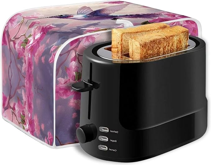 Hummingbird Flower Print Toaster Cover 2 Slice Dust Fingerprint Protection for Kitchen Small Appliance Kitchen Accessories Decor