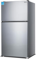 BLACK+DECKER 24 Cu. Ft. Top Mount Refrigerator with Freezer, 2 Door Refrigerator with Top Freezer and Adjustable Temperature Control, Full Size Kitchen, ENERGY STAR, BR2400JS, Stainless Look