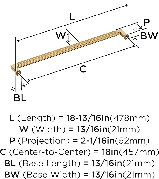 Amerock Ballard 18 inch (457mm) Center-to-Center Champagne Bronze Appliance Pull, BP37651CZ
