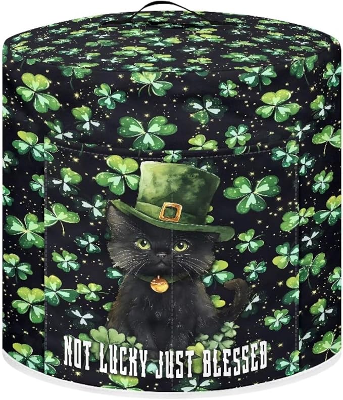 Green Shamrock Pattern Kitchen Appliance Dust Cover with Pockets, St. Patrick's Day Electric Pressure Cooker Cover Compatible with Crock Pot, Rice Cooker Cover, for 3 Qt Pot